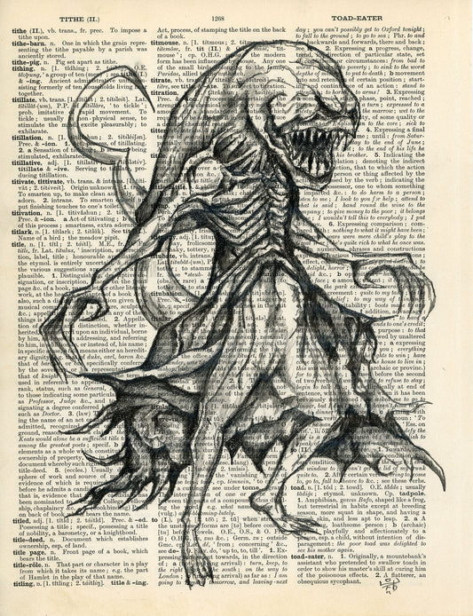 xenomorph drawing on vintage dictionary page alien horror artwork
