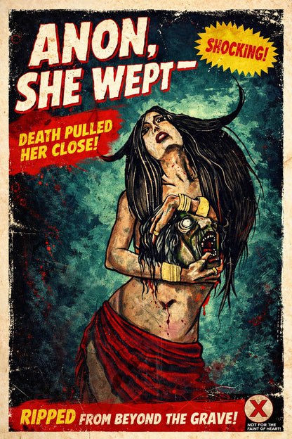 Anon, She Wept – Original Mixed Media Artwork on Vintage Pages