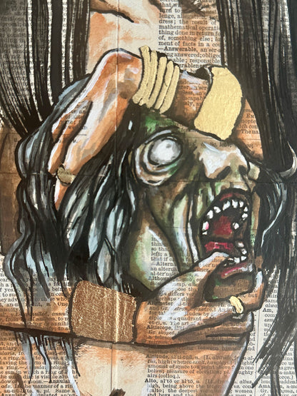 Anon, She Wept – Original Mixed Media Artwork on Vintage Pages