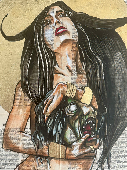 Anon, She Wept – Original Mixed Media Artwork on Vintage Pages