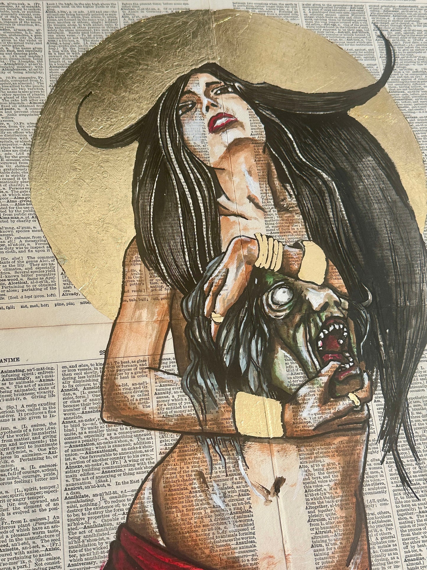 Anon, She Wept – Original Mixed Media Artwork on Vintage Pages