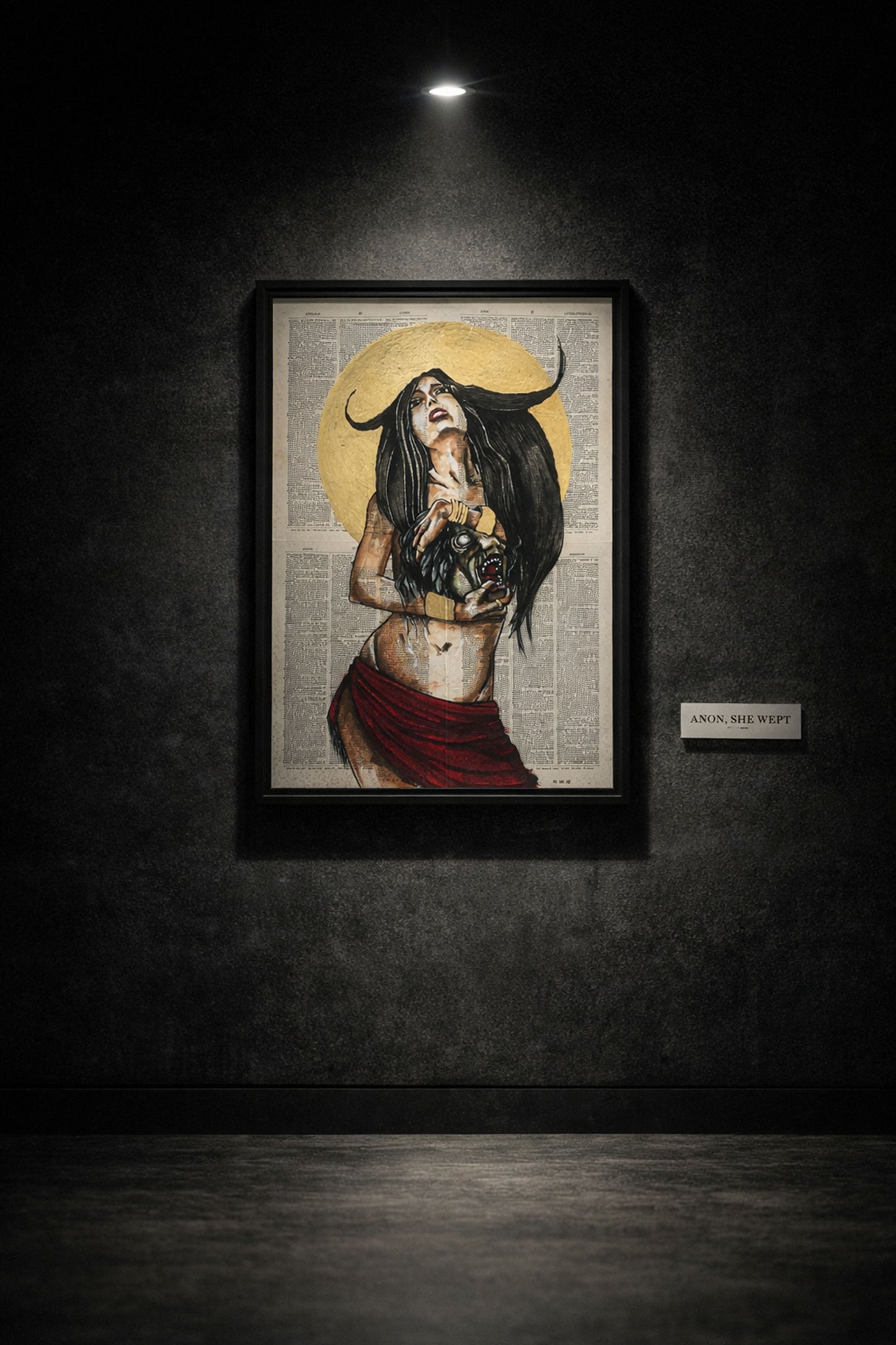 Anon, She Wept – Original Mixed Media Artwork on Vintage Pages