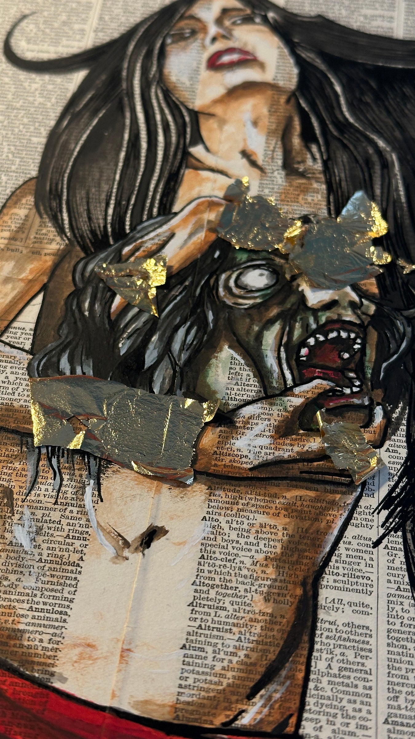 Anon, She Wept – Original Mixed Media Artwork on Vintage Pages