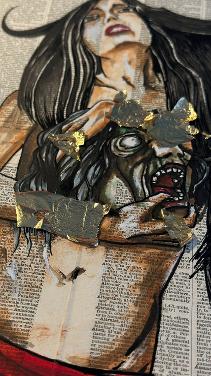 Anon, She Wept – Original Mixed Media Artwork on Vintage Pages