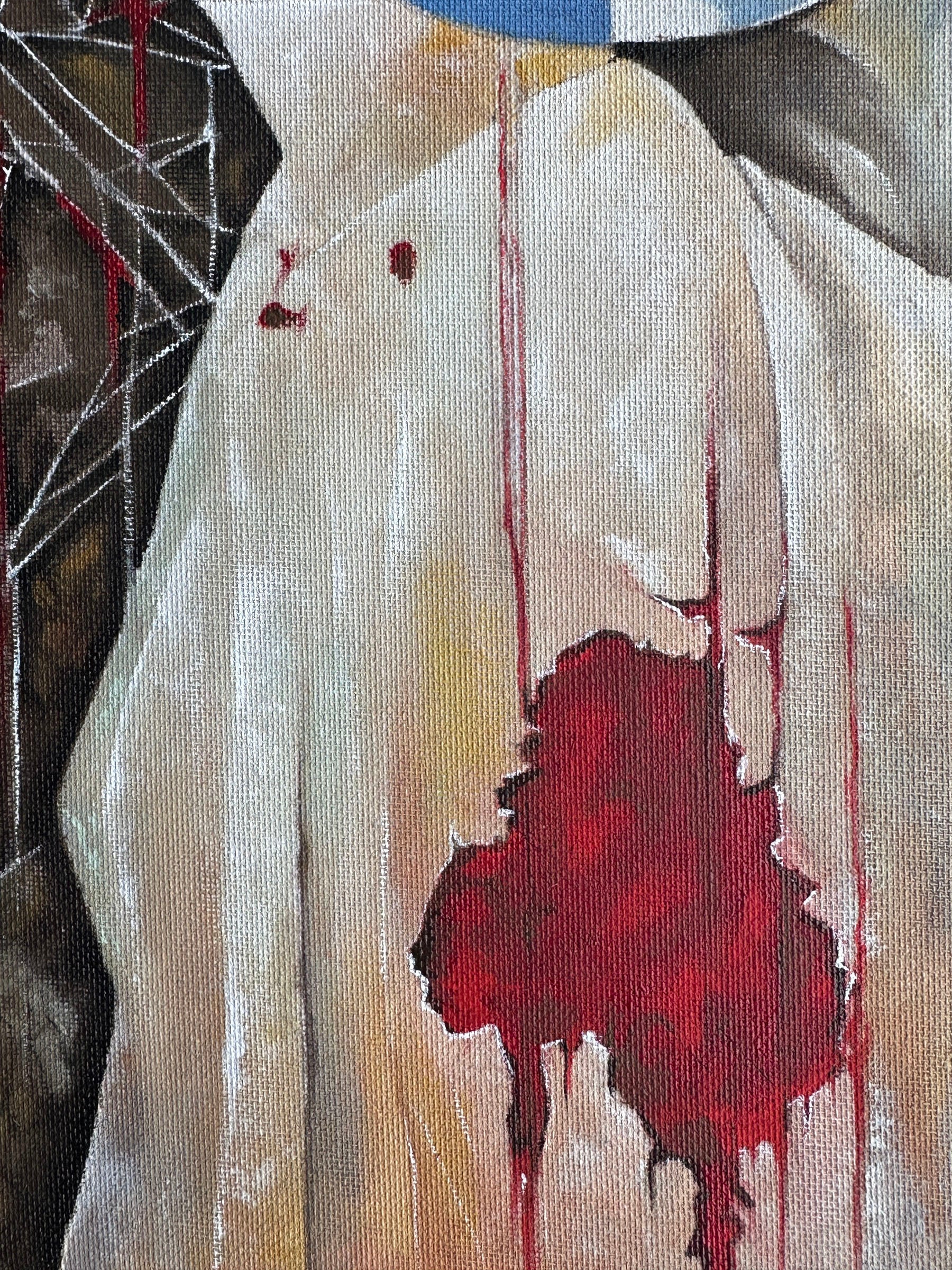Dark emotional canvas artwork inspired by dreams memory and psychological fragmentation