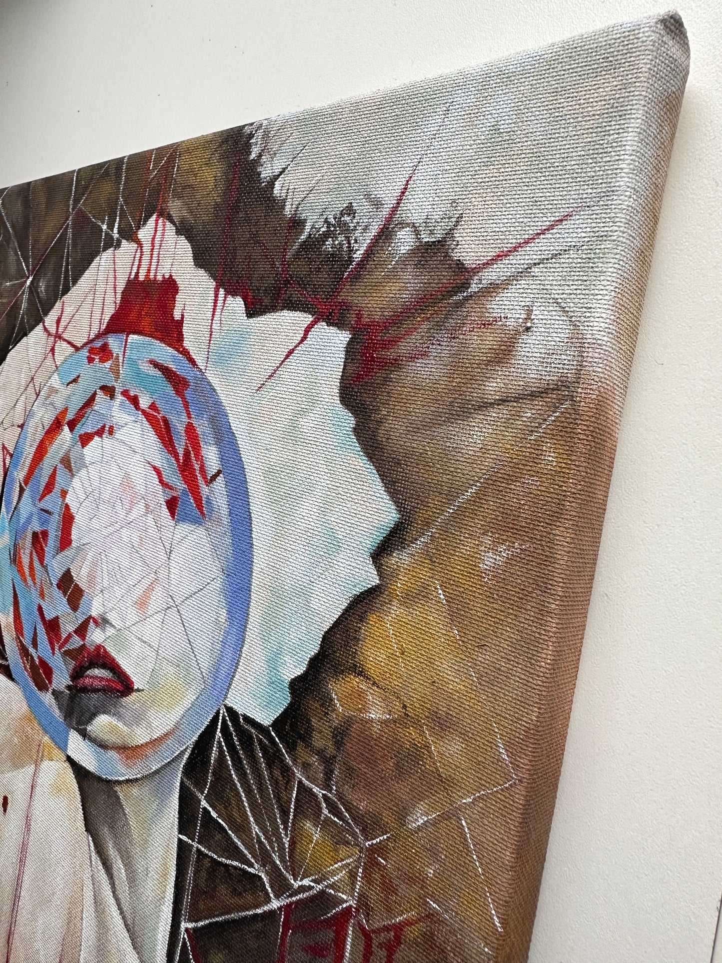 Abstract painting on a textured surface